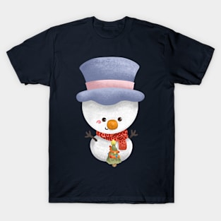 Snowman Build a Tiny Christmas Tree T-Shirt